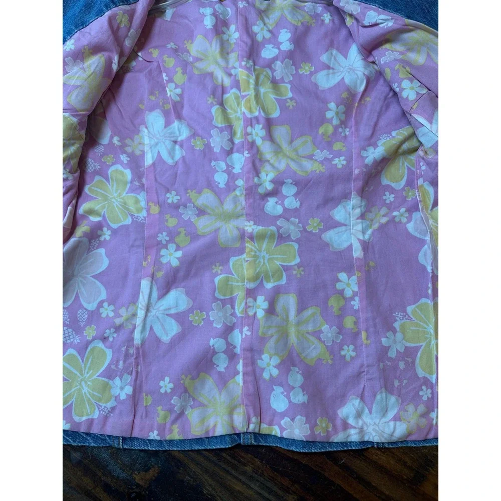 Comfort‎ Denim Juniors XL Blue Denim Vest Floral Lined Sleeveless Jacket NWT